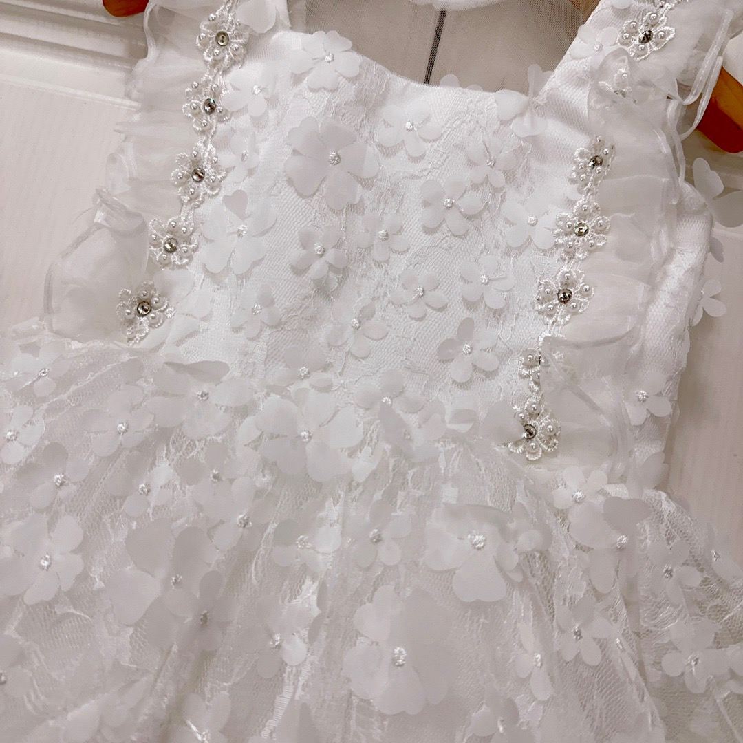 Kids Girl's Dresses Summer white wedding dresses Fashion Children girl Party Princess Dress flowers clothing