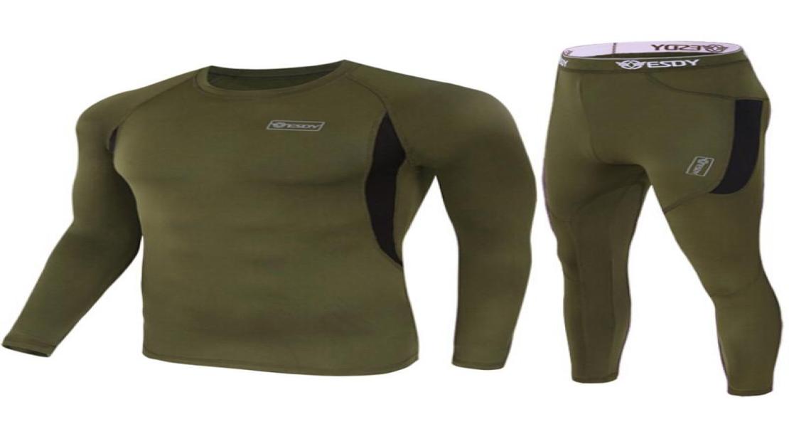 Yoga Outfit Winter Thermal Underwear Set Men Tactical Long Johns Compression Fitness Clothes Top Quality Sport Pants Clothing