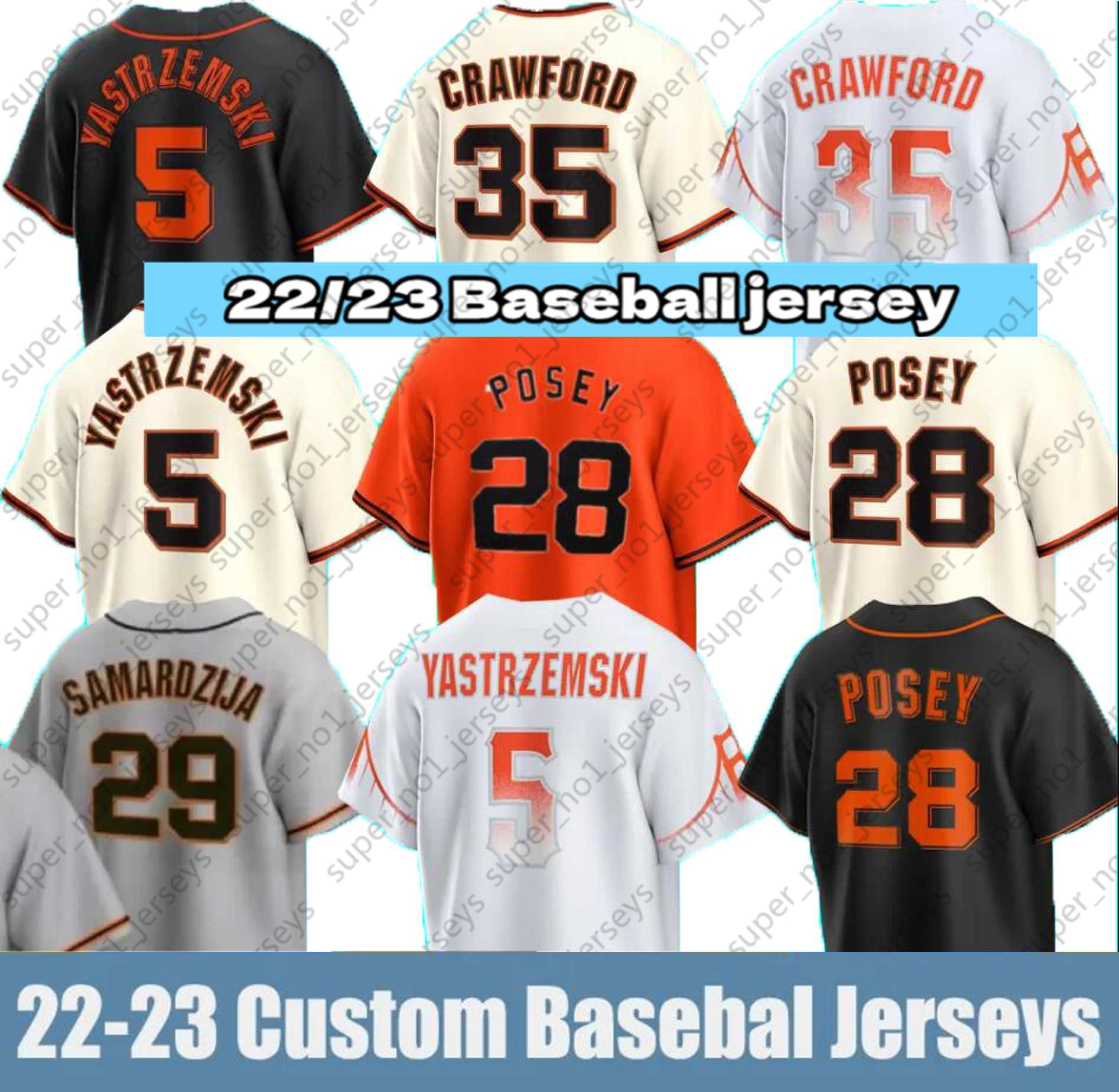 35 Brandon Crawford jerseys 5 Mike Yastrzemski Buster Posey Alex Cobb Alex Wood Joc Pederson Wilmer Flores LaMonte Wade Jr. Madison Bumgarner Custom Baseball Jersey