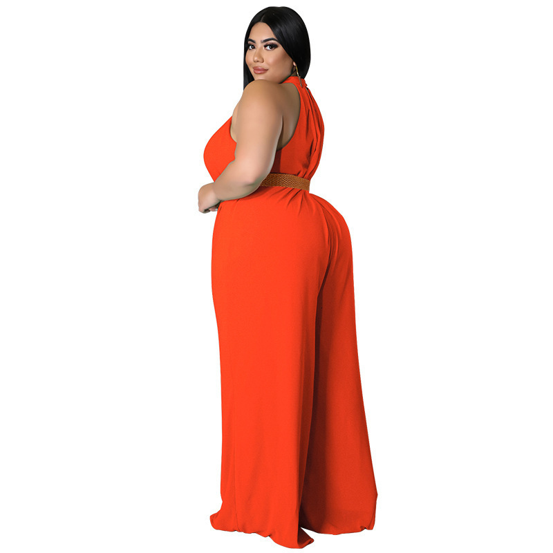 Women's Plus Size Jumpsuits Rompers Fashion Holiday Style Plus Size Casual Jumpsuit Women Straight Trouser Sleevless Sexy Hollow Out Romper Whole