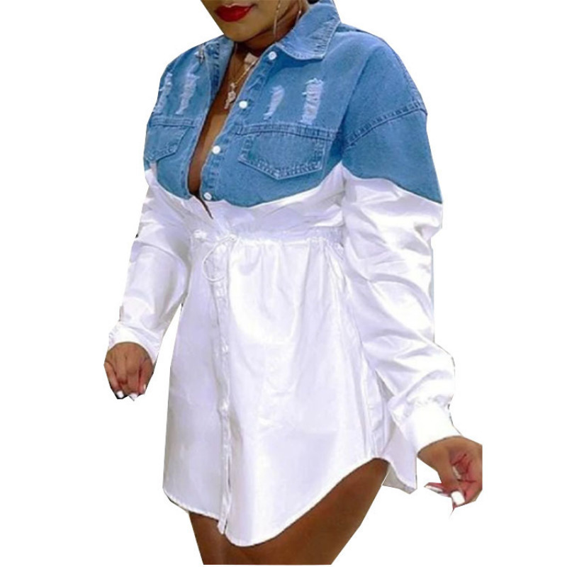 Women's Plus Size TShirt HL Plus Size Autumn Spring Women Denim Skirt Elegant Oversized 5XL Casual Preppy Short Mini Shirt Skirts Daily Party Dre