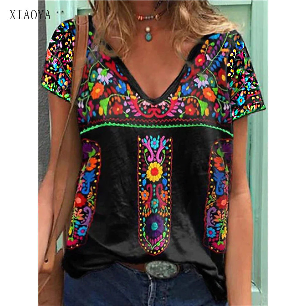 Women's T-Shirt Women's T-shirt Summer Fashion 3D Printed T Shirts V-Neck Sexy Streetwear Short Sleeves Tees Ladies Clothing 6XL 230325