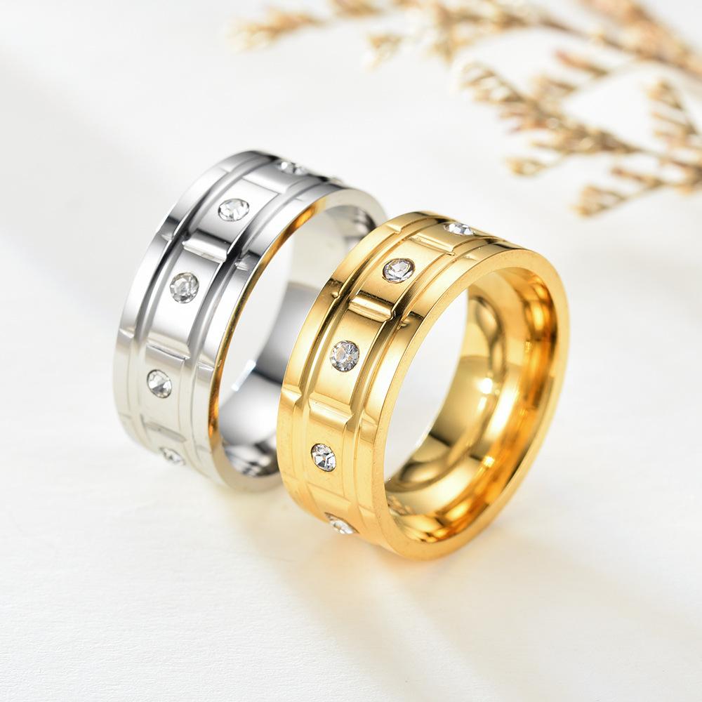 Elegant 18K Real Gold Plated Stainless Steel Band Ring for Men Women Tatinum Steel Austrian Crystal Ring Wedding Jewelry Nice Gift No Fade Color