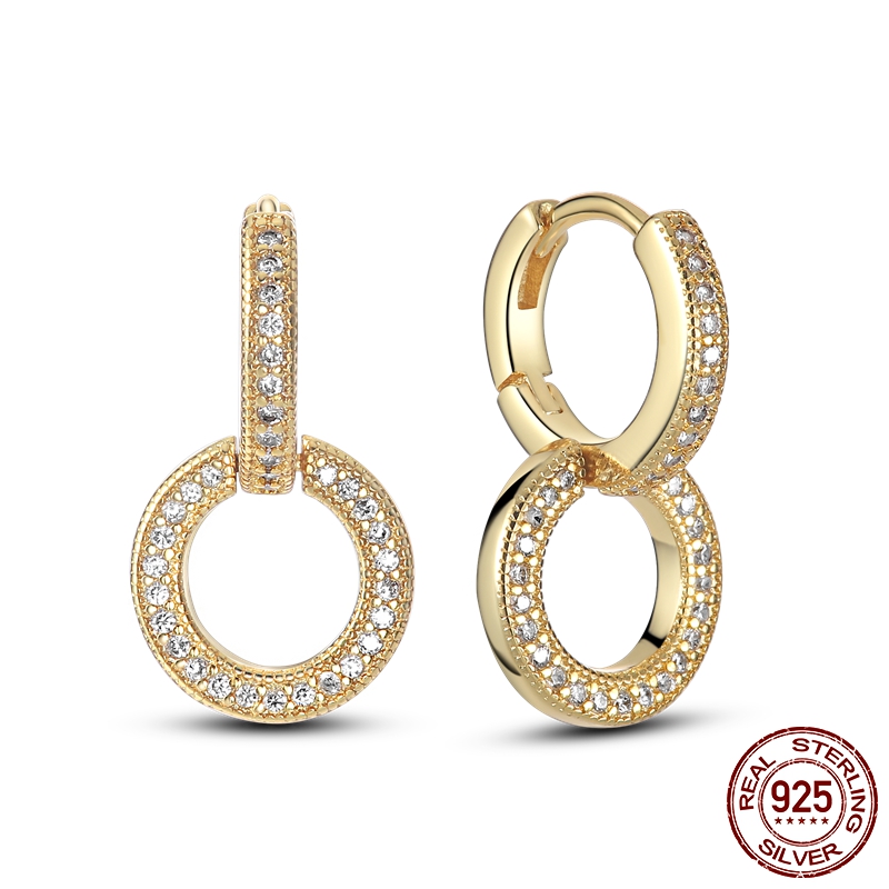 The New Popular 925 Sterling Silver Glittering Earrings Are Suitable For Women's Circular Circle Earrings Jewelry Gift Fashion Accessories