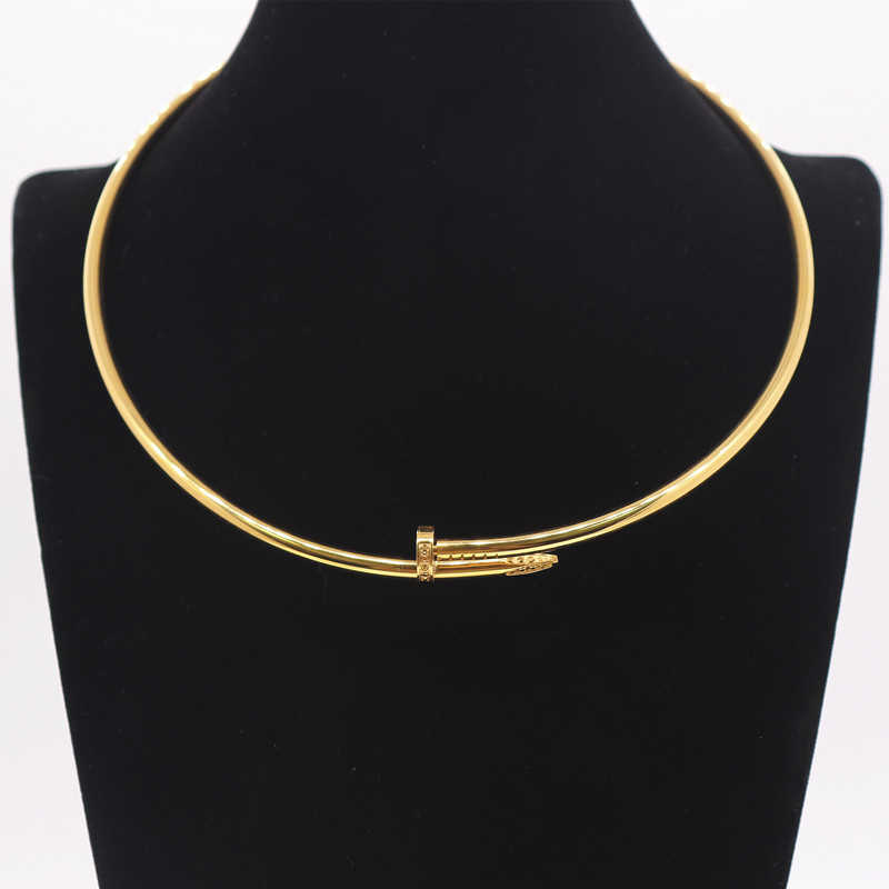 Simple Geometric Sweet Cool Collar with Personalized Nail silver fashion druzy stainless steel jewelry Pendant necklaces for women