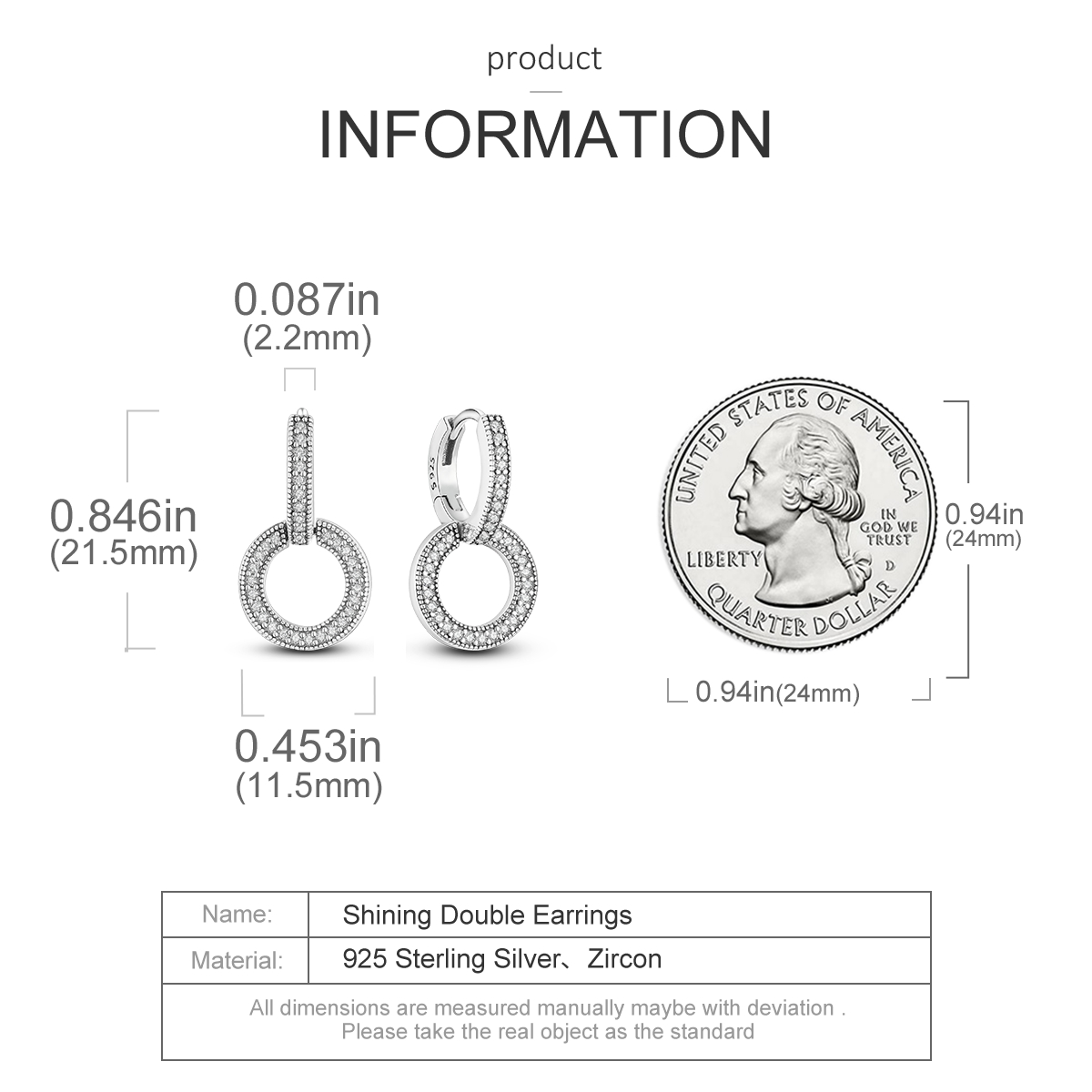 The New Popular 925 Sterling Silver Glittering Earrings Are Suitable For Women's Circular Circle Earrings Jewelry Gift Fashion Accessories