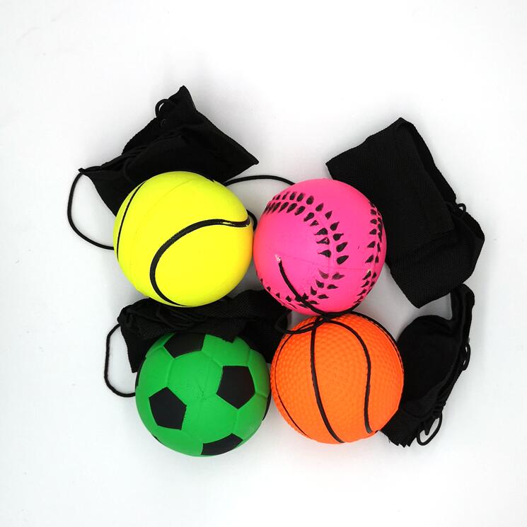 Balls for youth basketball soccer baseball Bouncy Fluorescent Rubber Ball Wrist Band Ball Toys Elastic Ball Training Kids Antistress Random Color