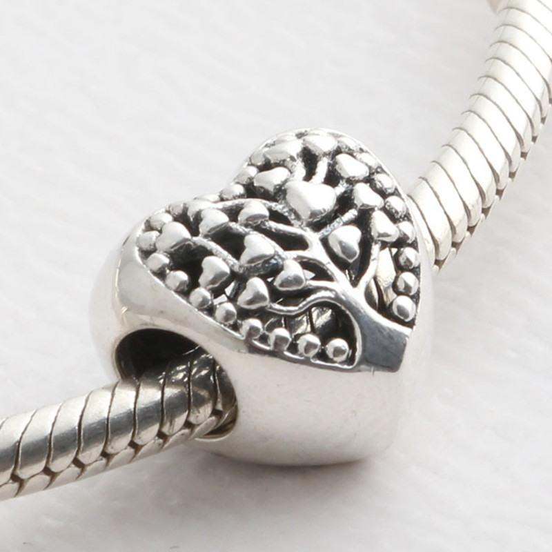 S925 siver beads charms for charm bracelets designer for women eart-shaped tree dad sister