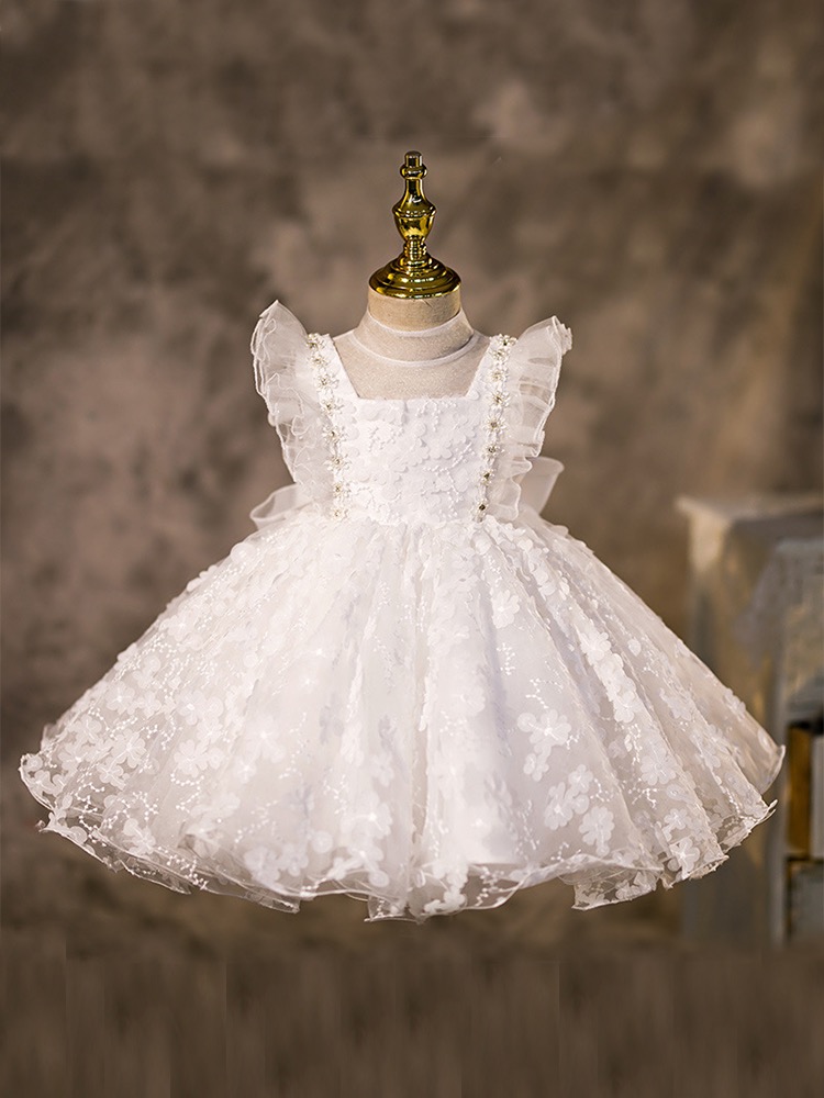 Kids Girl's Dresses Summer white wedding dresses Fashion Children girl Party Princess Dress flowers clothing