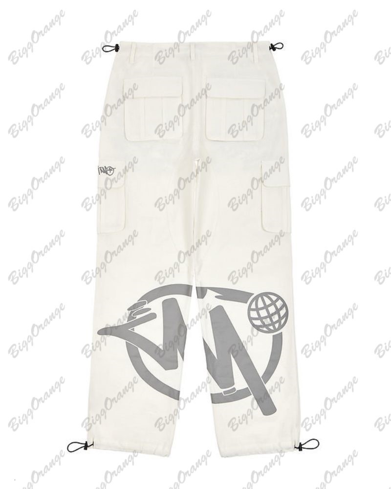 Men's Pants Y2k high-waisted pants American retro multi-pocket tooling straight-leg pants men street hip-hop loose drawstring wide-leg pants 2303