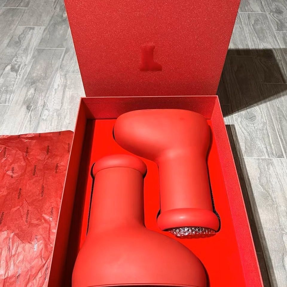 MSCHF Boots Men Women Rain boot big red boot Thick Bottom Non-Slip Booties Rubber Platform Bootie Fashion astro boy gw4 size 35-48