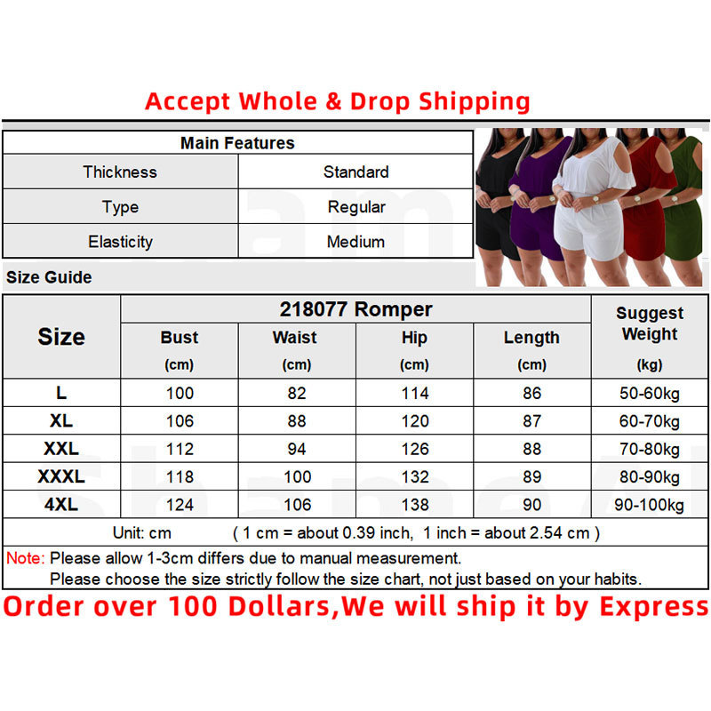 Women's Plus Size Jumpsuits Rompers Cold Shoulder Shorts Jumpsuit 4XL Summer Casual V Neck Short Sleeve Romper Womens Beach Playsuit Mom Loose Lo