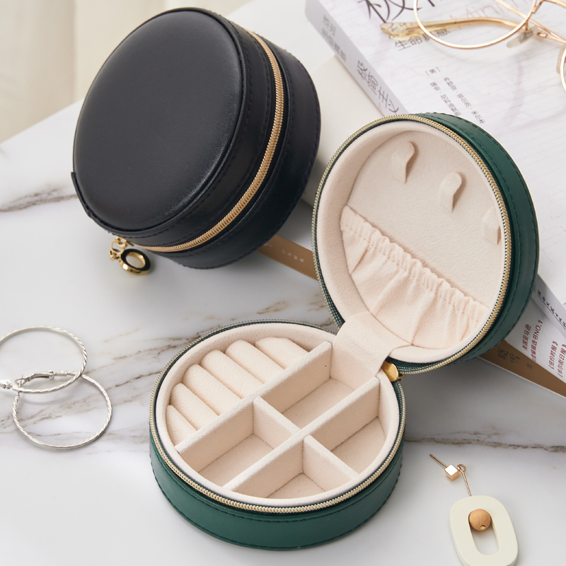 Jewelry Boxes Portable Leather Jewelry Box Princess European Korean Simple Small Mini Earrings Rings Storage Case Sell 230325