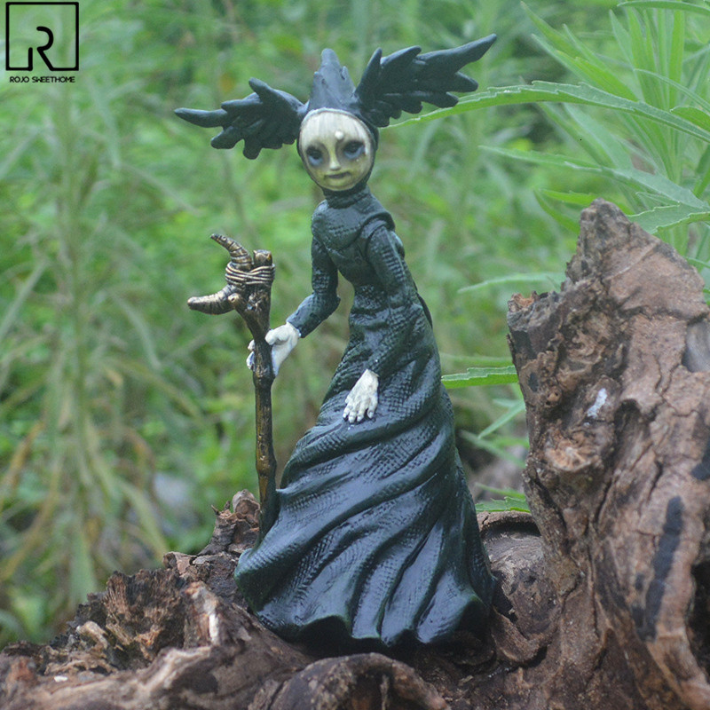 Other Home Decor Black Witch Anime Figure Statue Fairy Garden Dark Evil Sculptures Table Kids Desk Accessory Room Ornament Gift Decoration 230327