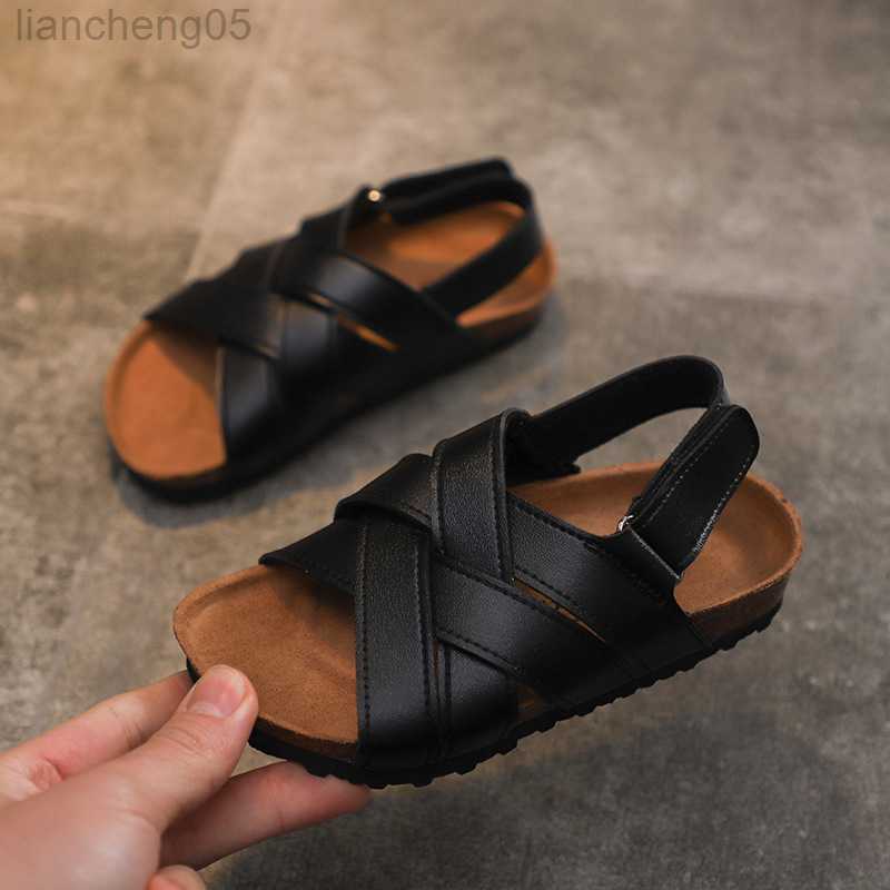 Sandals Summer Pu Leather Sandals Baby Girls Soft Casual Shoes Children Beach Sandals Boys Brand Shoes 2023 Fashion Sport Sandals A964 W0327