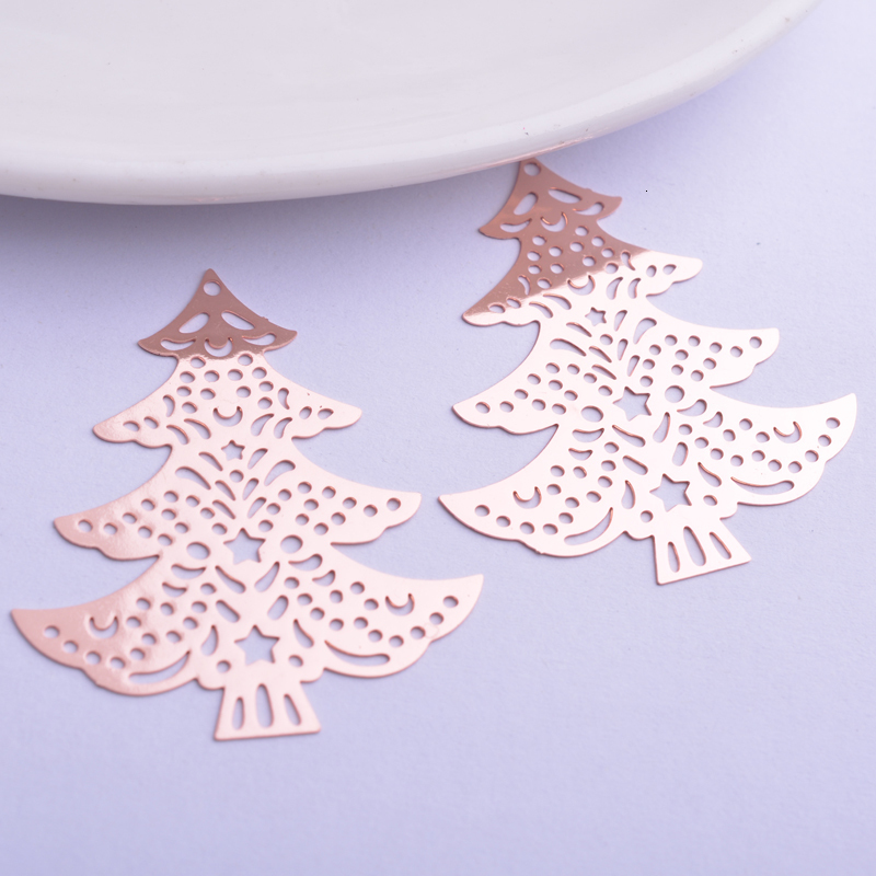 Charms 30pcs Ac4270 35*40mm Filigree Christmas Tree Charms Brass Trees Pendant DIY Earring Findings 230325