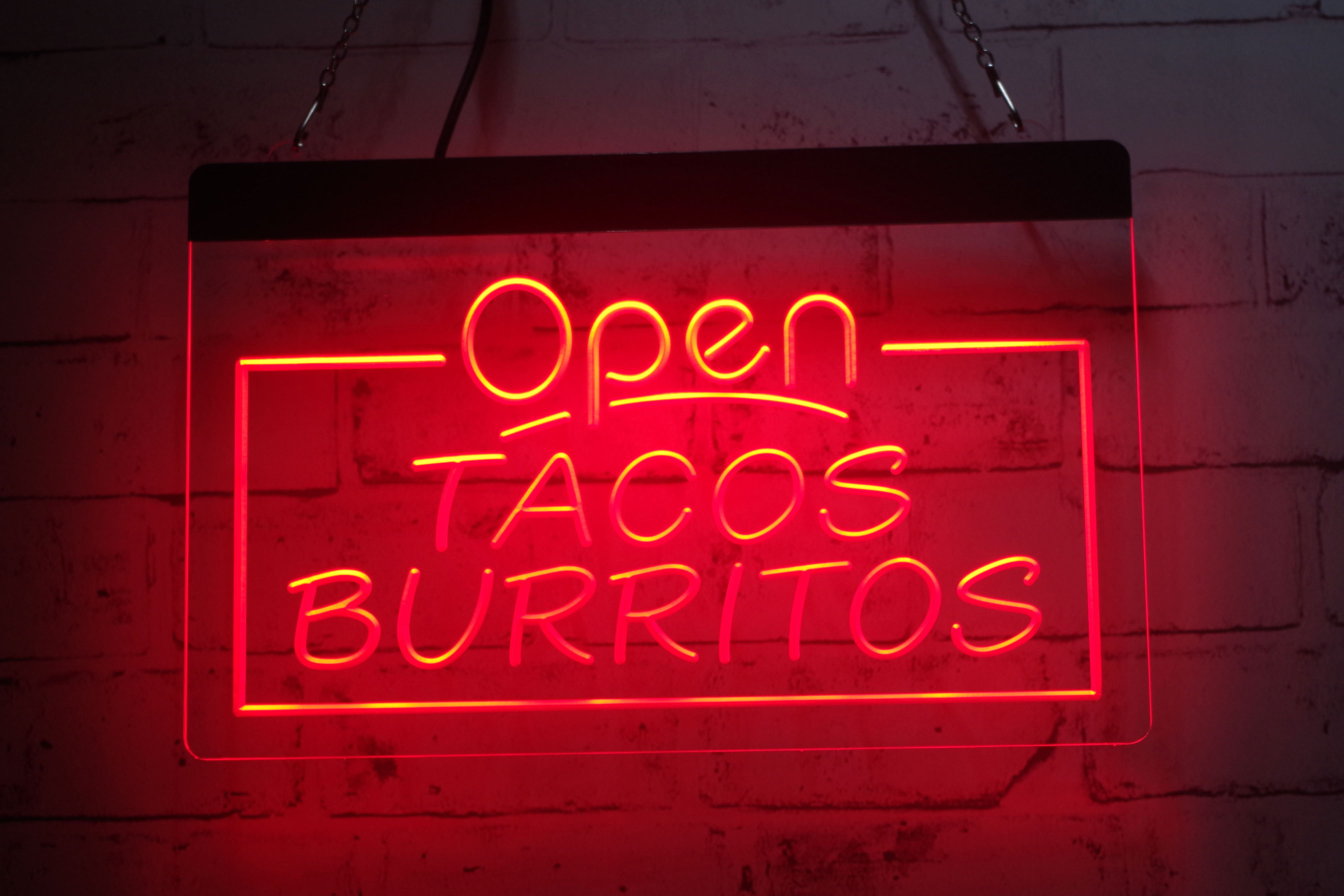 TR3505 LED Strip Lights Sign Open Tacos Burritos Bar Pub Restaurant 3D Engraving Free Design Wholesale Retail