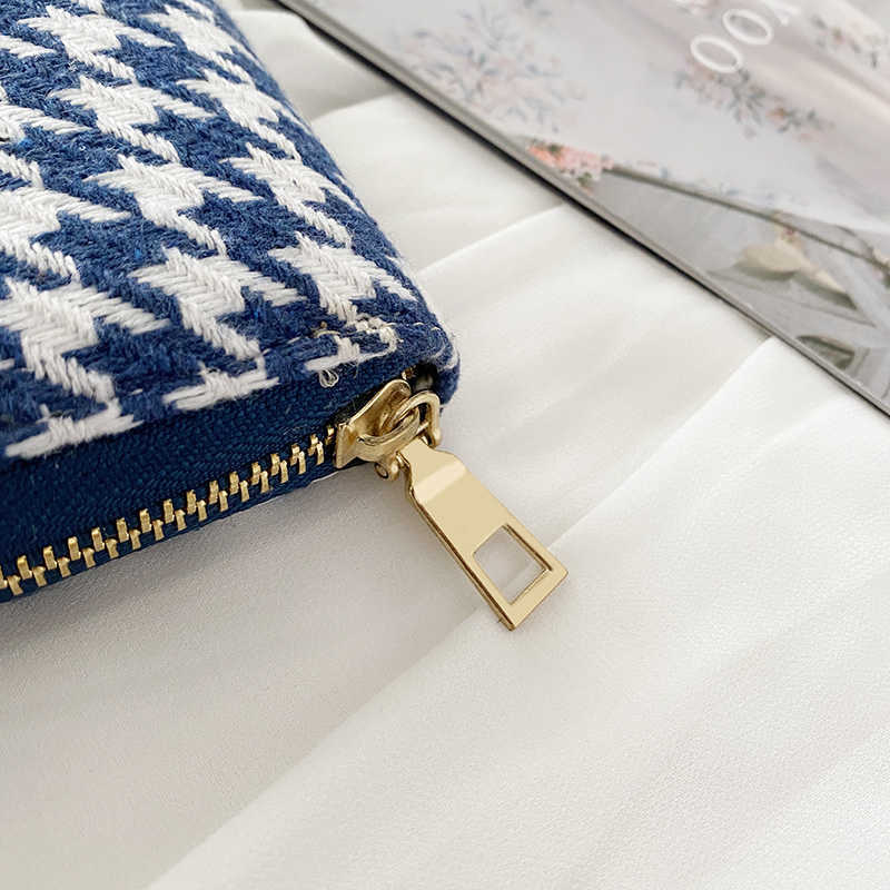 Wallets Europe and United states Houndstooth women wallet Textile cloth Zipper Long Wallet ID Card Money Holder Women's Clutch G230327