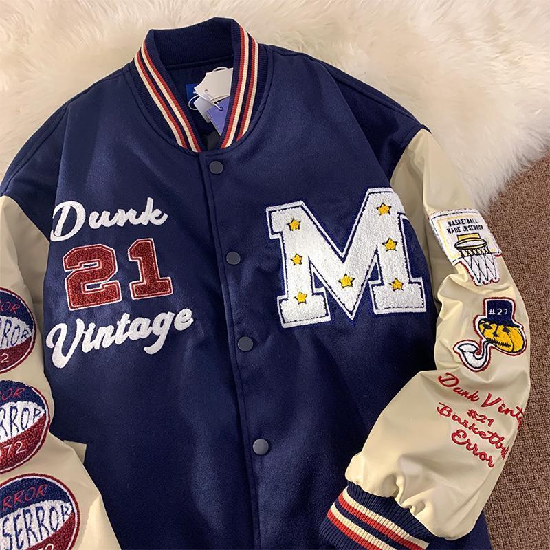 Mens Jackets American Retro Letter Embroidered Coat Men Y2K Street Hip Hop Trend Baseball Uniform Couple Casual Loose Jacket 230327