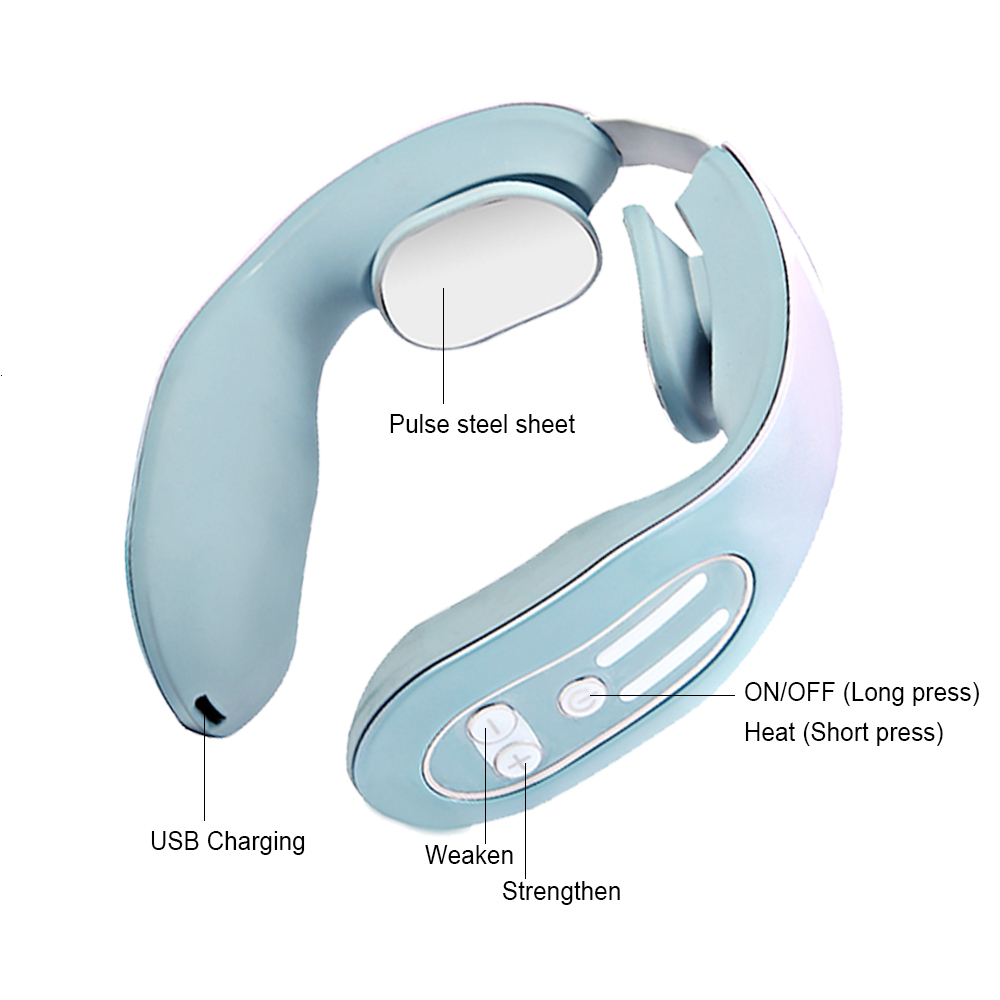 Massaging Neck Pillowws Electric Pulse Ems Portable Neck Massager Cervical Muscular Massage Relax Pain Relief Heater Instrument Personal Health Care 2
