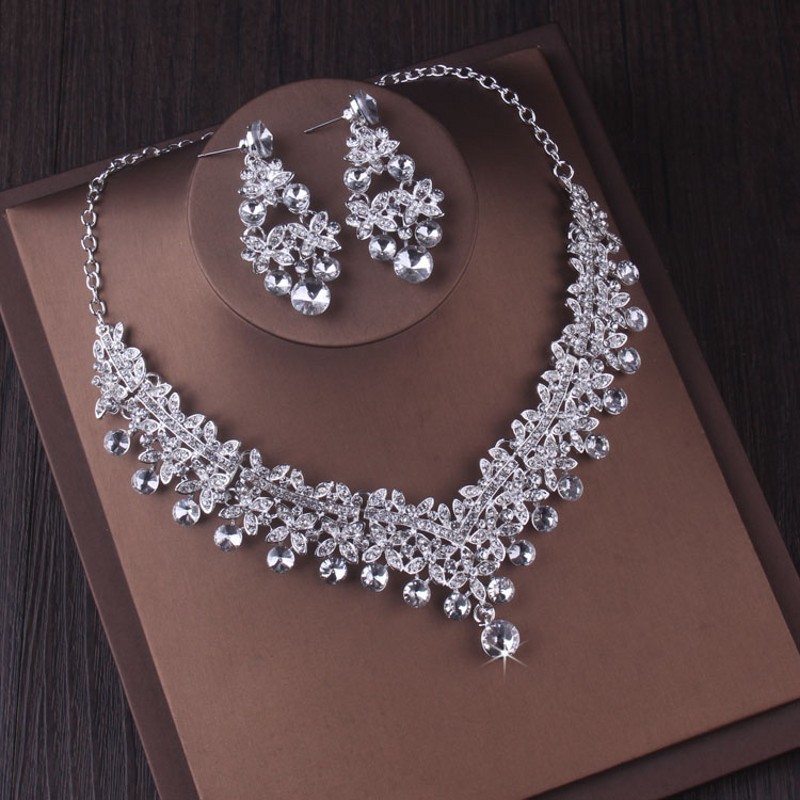 Wedding Jewelry Sets Baroque Crystal Bridal Jewelry Sets for Women Fashion Tiaras Earrings Necklaces Set Wedding Crown Necklace Dubai Jewellry Sets 23