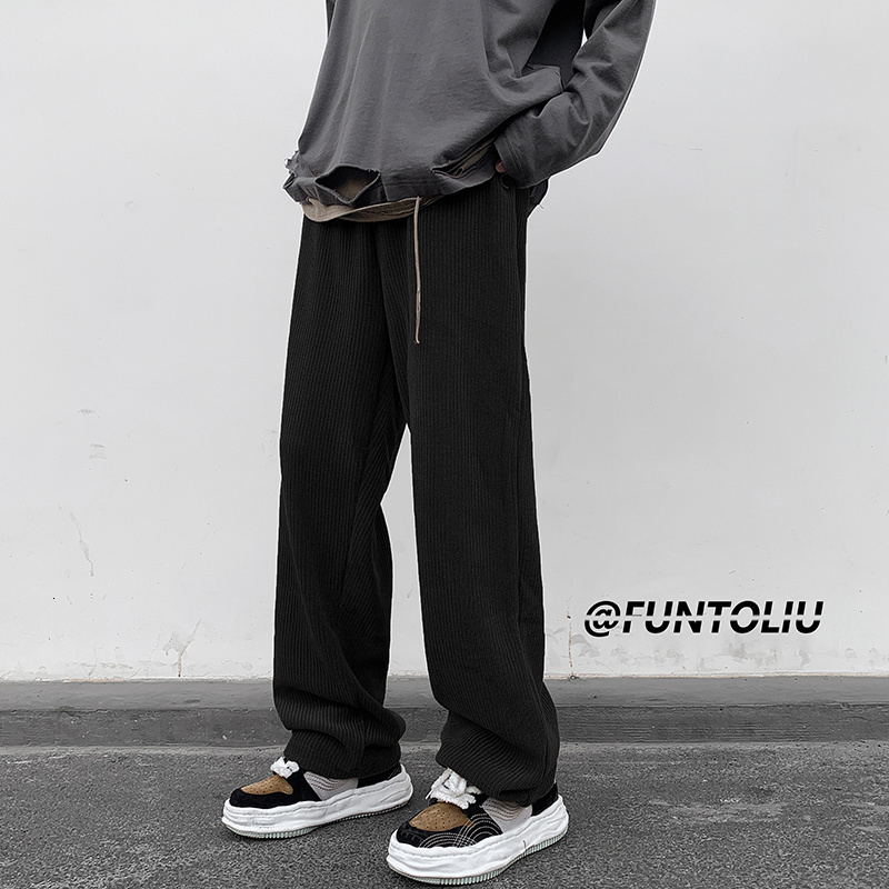 Men's Pants Spring Brown/Black Corduroy Pants Men Fashion Retro Casual Pants Men Streetwear Loose Hip Hop Straight Pants Mens Trousers M-2XL 2303