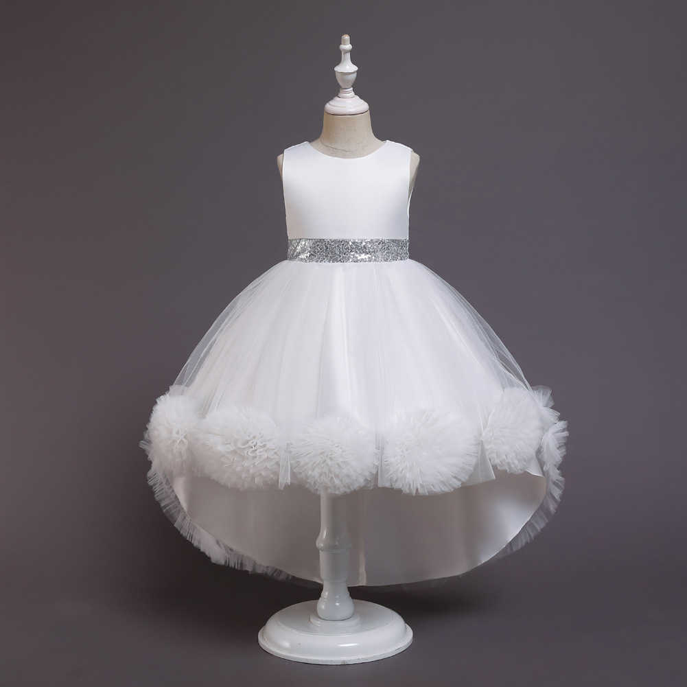 Girl's Dresses Elegant Lace Flower Girls Dress for Wedding Tailing Dress Piano Performance Costumes White / Pink / Red / Purple / Green Color P23