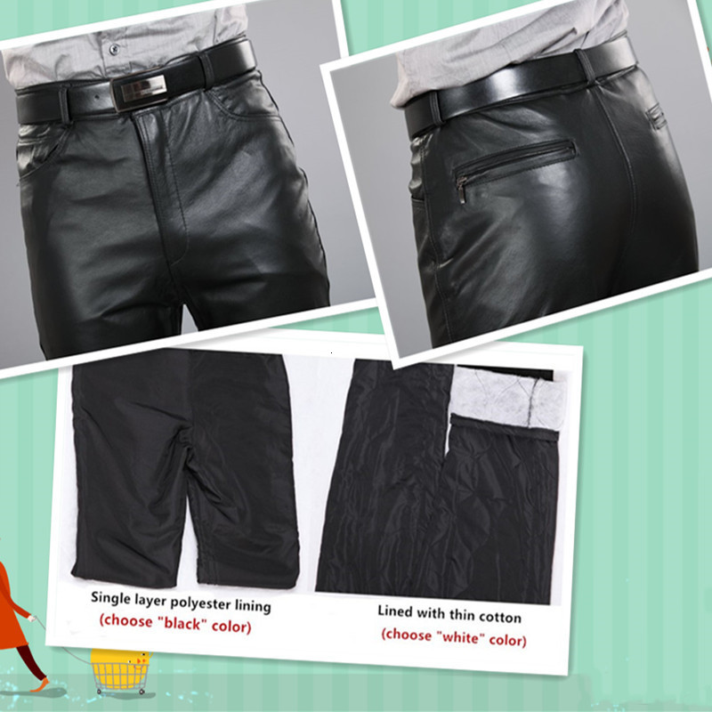 Men's Pants Men Leather Pants Autumn Winter Men Large Size Straight Pants Sheepskin Pants Zipper Fly Regular Full Length Pants 7XL 230327