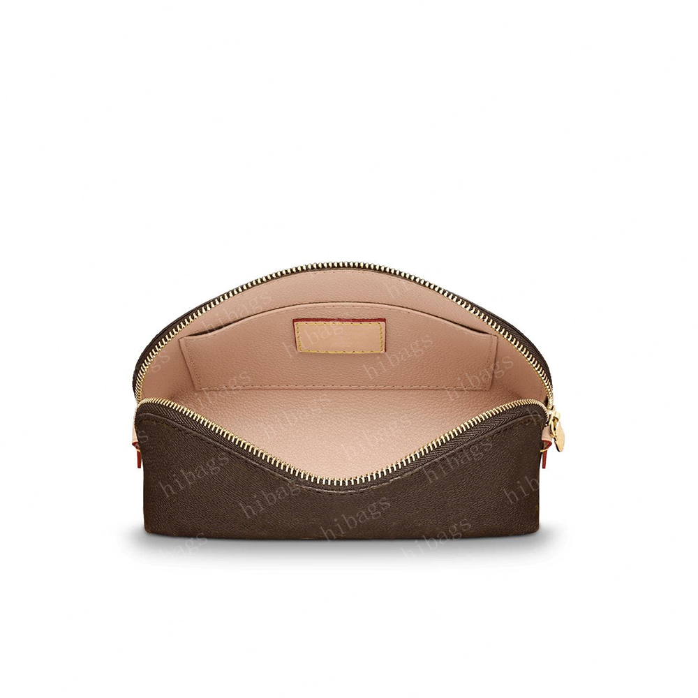 2025 Designer Make Up Pouch Zippy Bags Cosmetic Makeup Cases Bag Women Brown Flower Leather Toiletry 47515 With Box #LCP-01