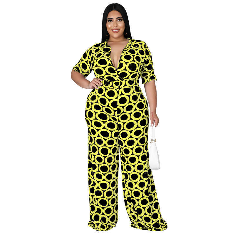 women's large 2023 Plus size fashion pantsuit new fashion holiday casual printed multicolor Jumpsuit XL -5XL