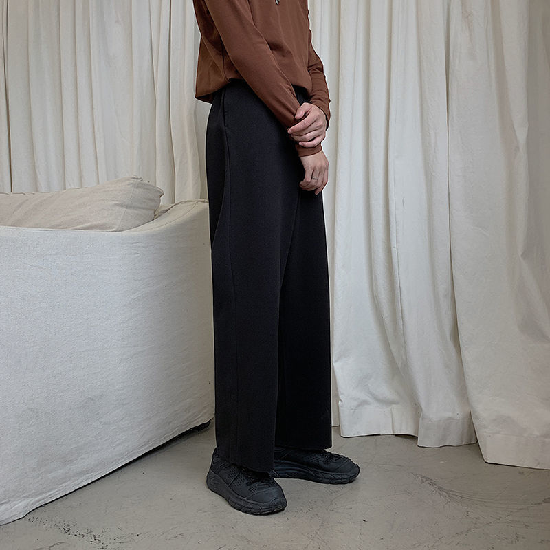 Men's Pants Winter Thick Woolen Pants Men Warm Fashion Cotton Black/Brown Suit Pants Men Loose Straight Pants Mens Casual Trousers S-2XL 230327