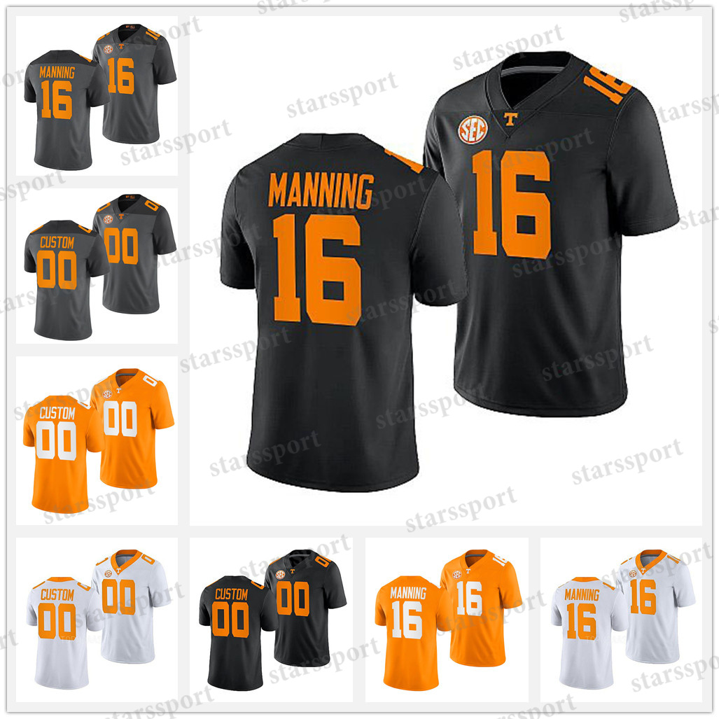#16 Peyton Manning College Football Jerseys Any Name Number Tennessee Volunteers NCAA Stitched JerseyOrange White Grey Black Mens Womens Youth