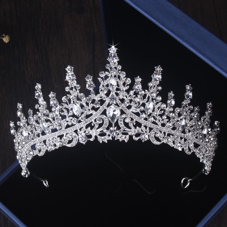 Wedding Jewelry Sets Gorgeous Silver Color Crystal Bridal Jewelry Sets Fashion Tiaras Crown Earrings Choker Necklace Women Wedding Dress Jewelry Set 2