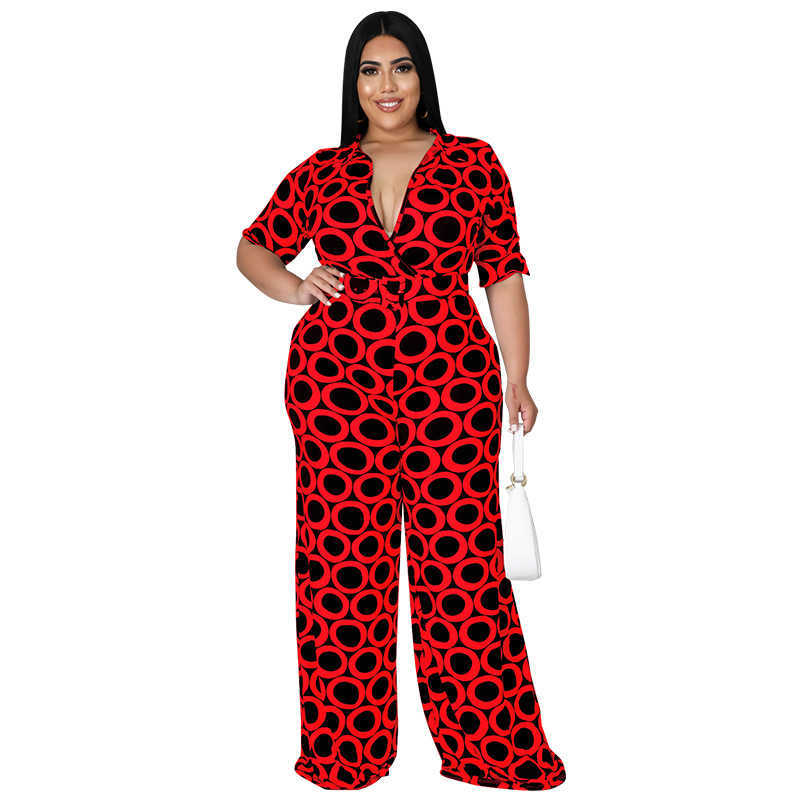 women's large 2023 Plus size fashion pantsuit new fashion holiday casual printed multicolor Jumpsuit XL -5XL