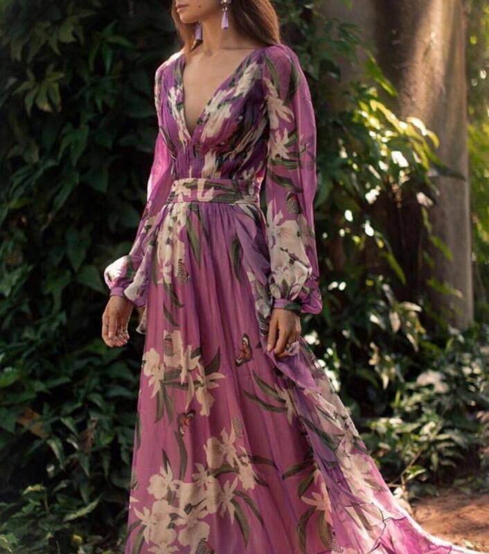 Spring Summer Women Dresses Fashion Bohemian Floral Printed V Neck Long Sleeve Casual Pleated Chiffon Dress, As show
Spring Summer Women Dresses Fashion Bohemian Floral Printed V Neck Long Sleeve Casual Pleated Chiffon Dress, As show