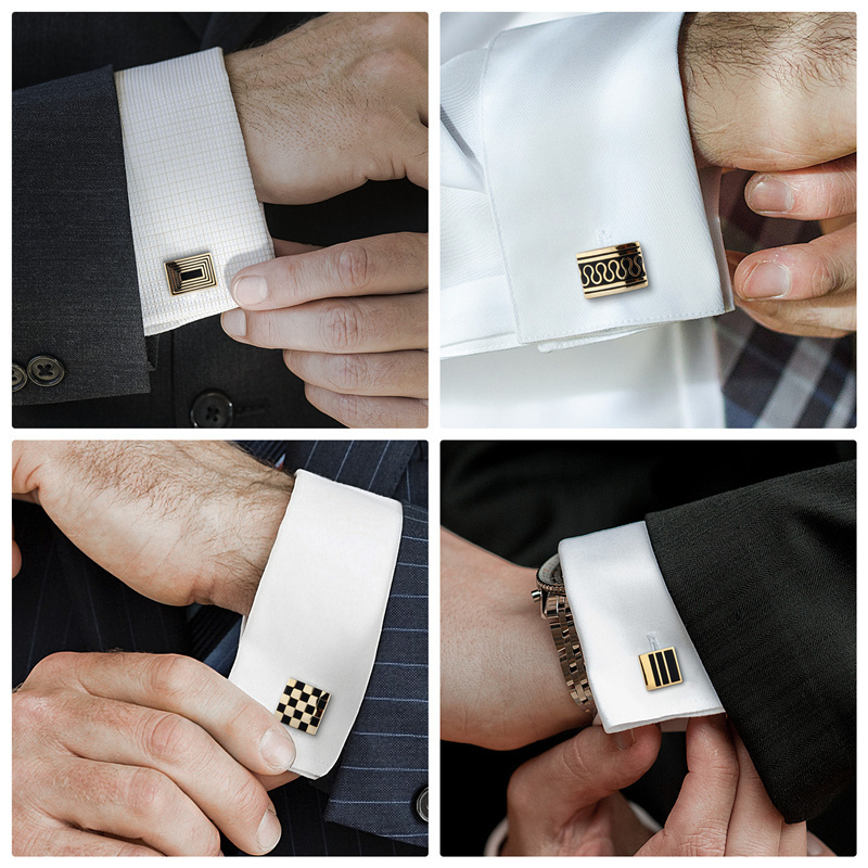 Cuff Links 4 Pairs Cufflinks For Mens With Gift Box Man Shirt Cufflinks Wedding Guests Gifts Men Gift For Husband Jewelry Business Tie Clip 230325