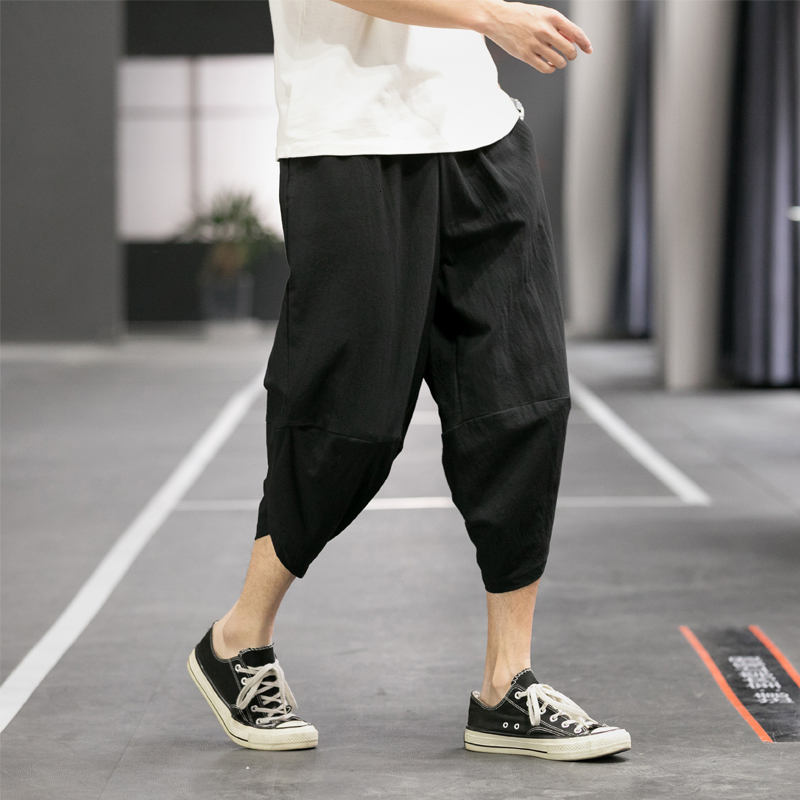 Men's Pants Men Harajuku Harem Pants Mens Summer Cotton Linen Joggers Pants Male Vintage Chinese Style Sweatpants Fashions 230327