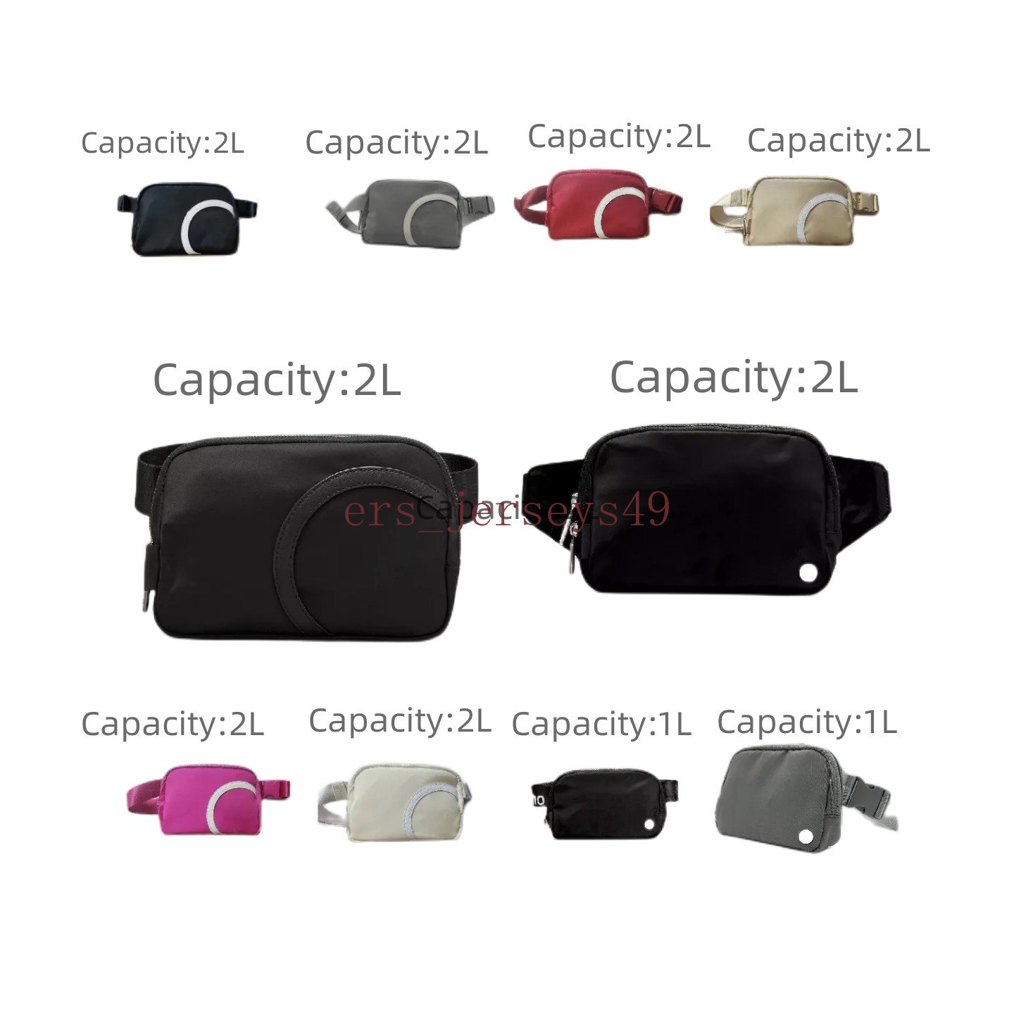 Everywhere Belt Bag Large 2L Yoga Bag Outdoor Sport Yoga Waist Bag Women Men Gym Elastic Adjustable Strap Zipper Fanny Pack Belt Bag with Letters on The Front 1L