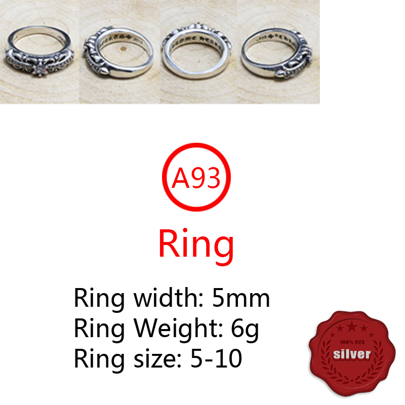 A93 S925 Sterling Silver Ring Fashion Retro Personality Cross Flower Embedding Diamond Hip Hop Letter Net Red Versatile Punk Style Jewelry Gift for Lo