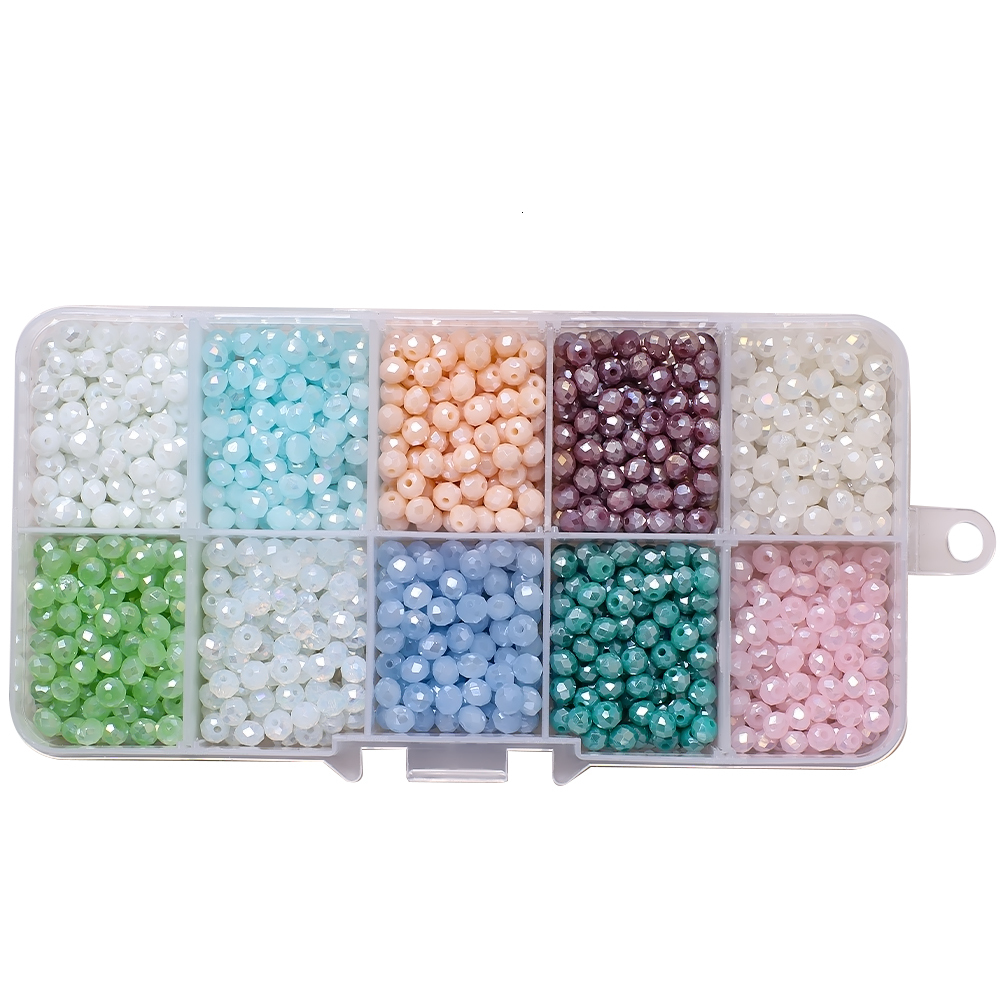Other 4 6 8mm AB Rondelle Glass Faceted Beads for Jewelry Making DIY for Woman Briollete Crystal Round Loose Spacer Beaded Needlework 230325