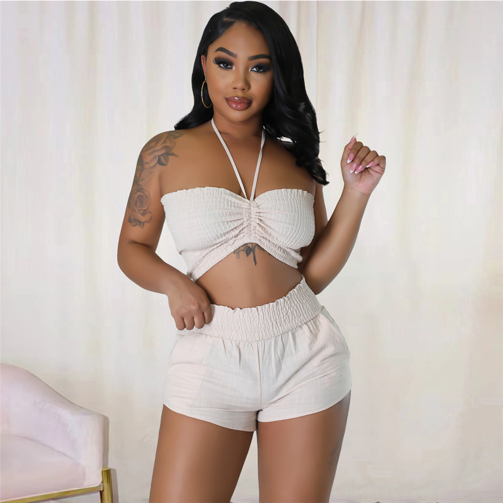 2023 Designer Summer Outfits Women Tracksuits Plus size 3XL Two Pieces Sets Sexy Strapless Tank Crop Top and Shorts Matching Sets Sporswear Fitness Sw