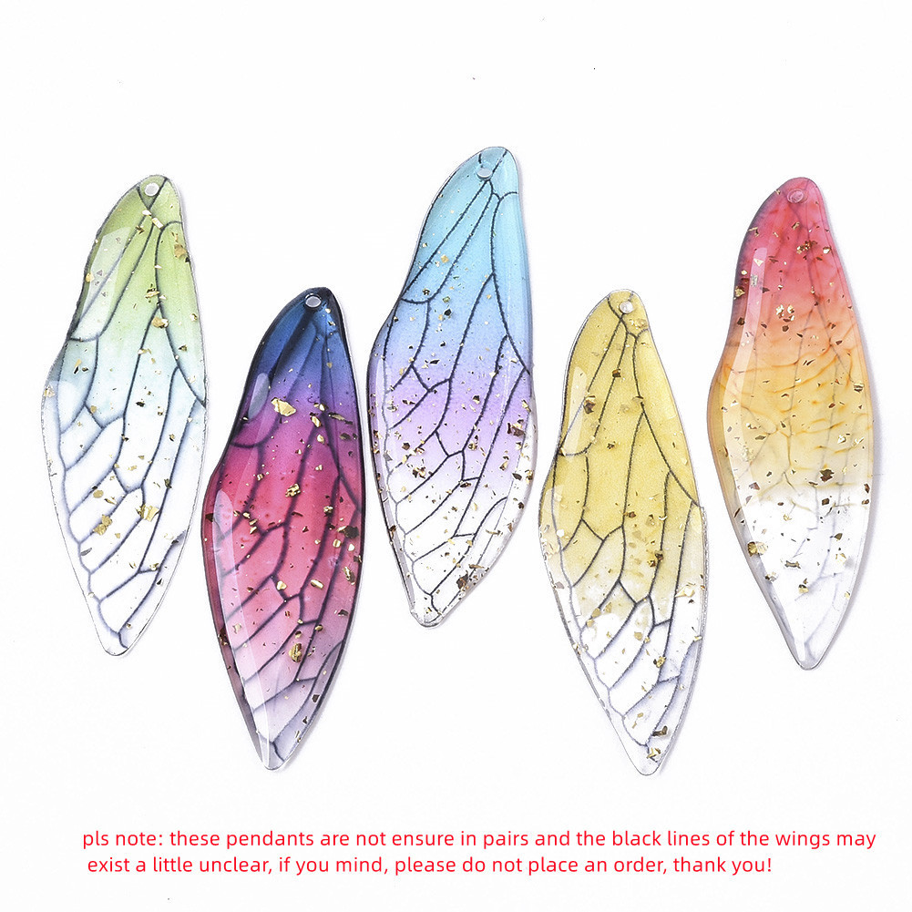 Charms 50Pcs Transparent Resin Fairy Wings Pendants Simulated Insect Butterfly Charm For Women Earring Necklace DIY Jewelry Making 230325