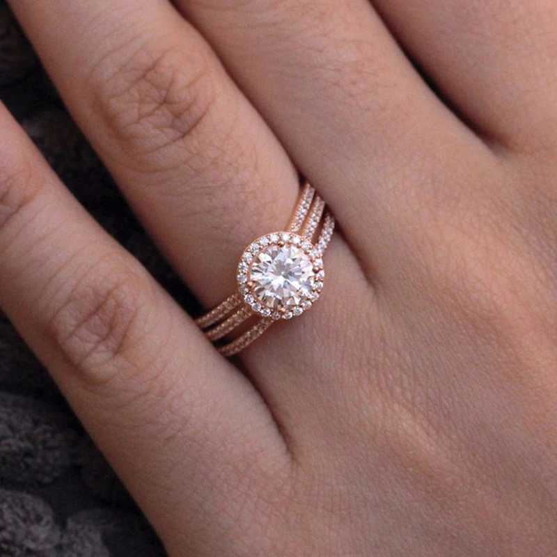 Band Rings Wedding Engagement Rings Set For Women Couple Square Silver Color Crystal Birde Marriage Zircon Ring Dazzling Trend Jewelry R531 Z0327
