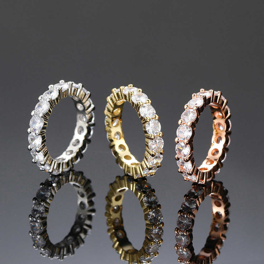 Band Rings Chic Cuban Link Chain Rings for Women Shiny Ice Out Zirconia Tennis Ring Micro Pave Crystal Fashion Accessories Hip Hop Jewelry Z0327