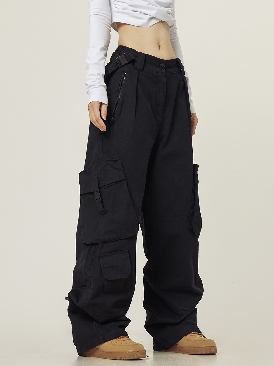 Men's Pants American street multi pocket functional overalls for men and women ins trendy high street minority loose wide leg casual 230327