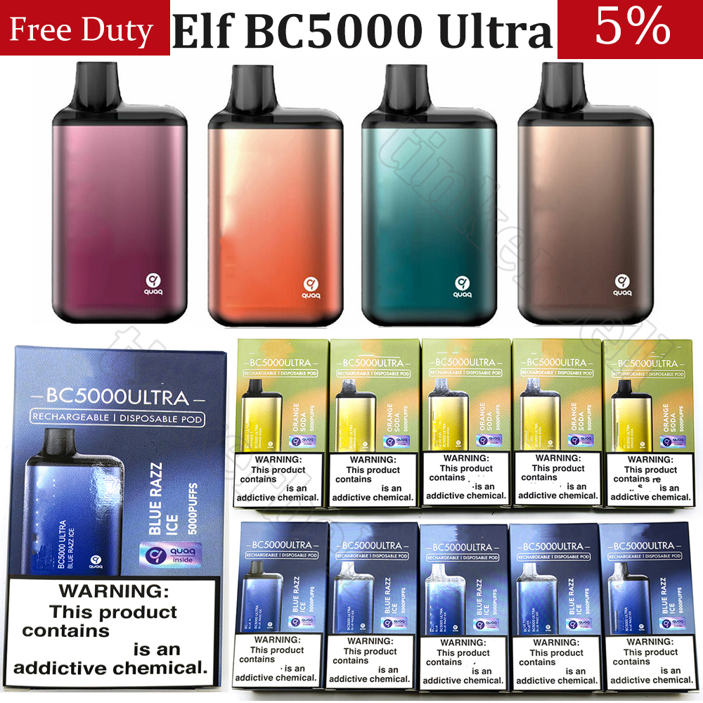Elf BC5000 Ultra Disposable E-cigarettes Vape 5000 puff 650mah Battery 5% 13ml Prefilled Pod Mesh Coil Pens E Cigs Bar Electronic Cigarettes Device Puff 5000 Free Duty
Elf BC5000 Ultra Disposable E-cigarettes Vape 5000 puff 650mah Battery 5% 13ml Prefilled Pod Mesh Coil Pens E Cigs Bar Electronic Cigarettes Device Puff 5000 Free Duty