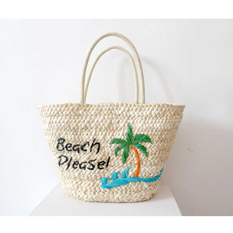 Beach Bags 2023 New Coconut Tree Straw Woven Fashion Simple Women s Handwoven Corn Fur 230327