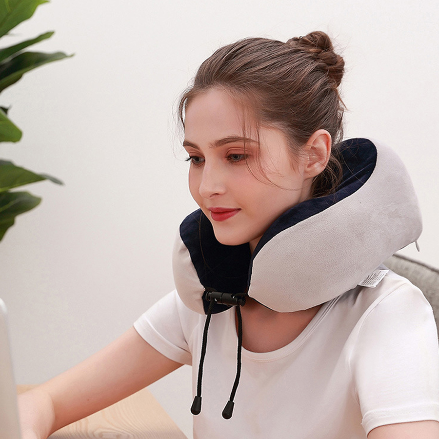 Massaging Neck Pillowws RLESMEN 4 Heads Travel Pillow Neck Massager Relaxation Heating Vibrator U-shaped Cervical Vertebra Electric Massage Health Car