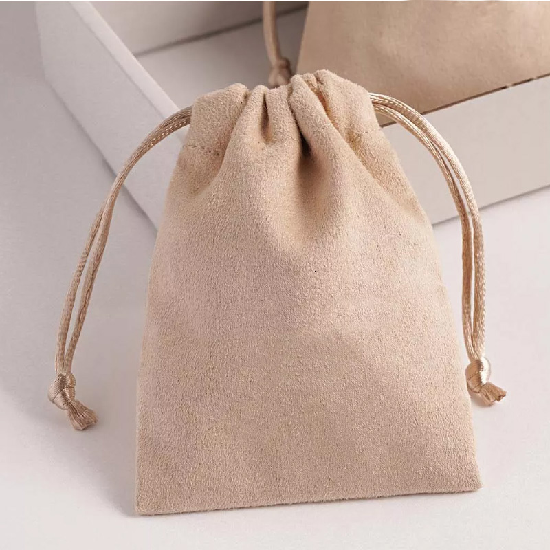 Jewelry Boxes Ivory Suede Gift Bags Custom Sack All size Watch Perfume Eyelashes Makeup Drawstring Pouches Jewelry Sachets 230325