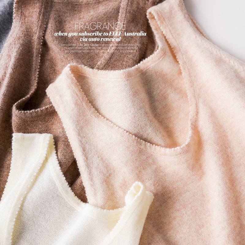 Camisoles Tanks BELIARST 100% Pure Wool Sling Sspring and Autumn Women's Pullover Vest Slim Knit Tops Women's Solid Color T-Shirt 230327